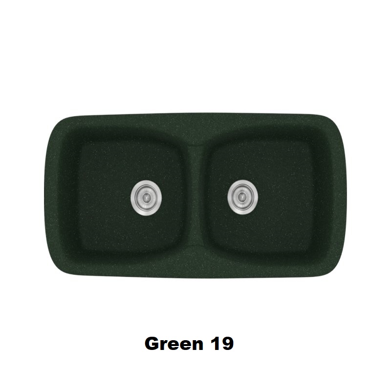 Πρασινος συνθετικος διπλος νεροχυτης κουζινας μοντερνος 93χ51 Green 19 Classic 319 Sanitec