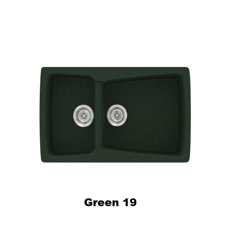 Πρασινος συνθετικος νεροχυτης για κουζινα με 1,5 γουρνες μοντερνος 79χ50 Green 19 Classic 320 Sanitec