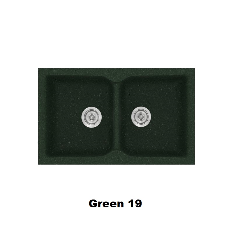 Πρασινος συνθετικος νεροχυτης κουζινας με 2 γουρνες 81χ50 Green 19 Classic 322 Sanitec