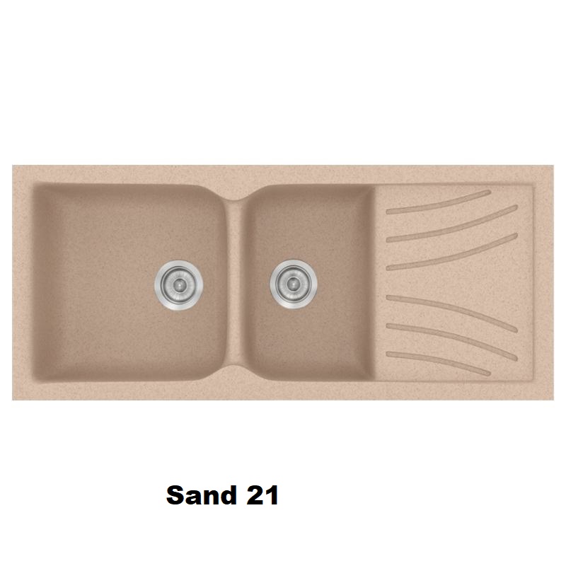 Sand Modern 2 Bowl Composite Kitchen Sink with Drainer 115×50 Classic 323 Sanitec
