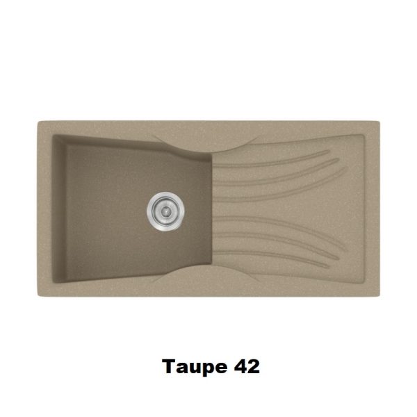 Taupe Modern 1 Bowl Composite Kitchen Sink with Drainer 99x51 Classic 328 Sanitec