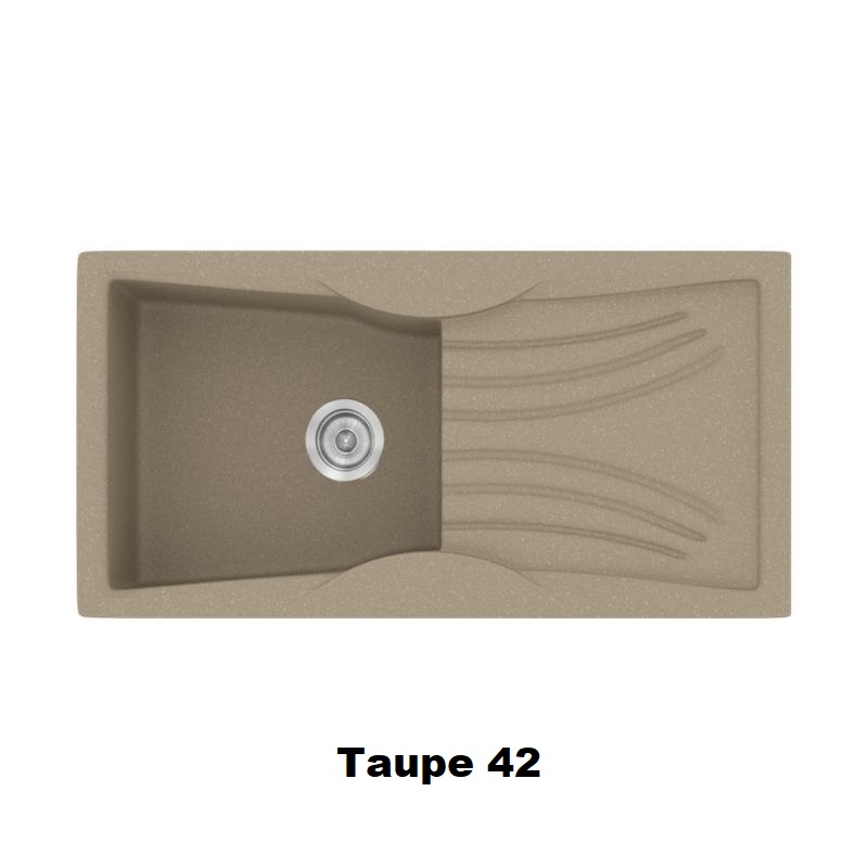 Taupe Modern 1 Bowl Composite Kitchen Sink with Drainer 99×51 Classic 328 Sanitec