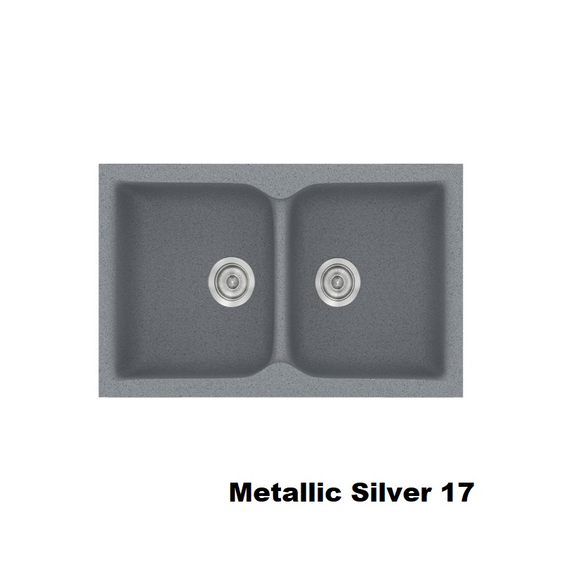 Συνθετικος ασημι νεροχυτης κουζινας με δυο γουρνες 78χ50 Metallic Silver 17 Classic 340 Sanitec