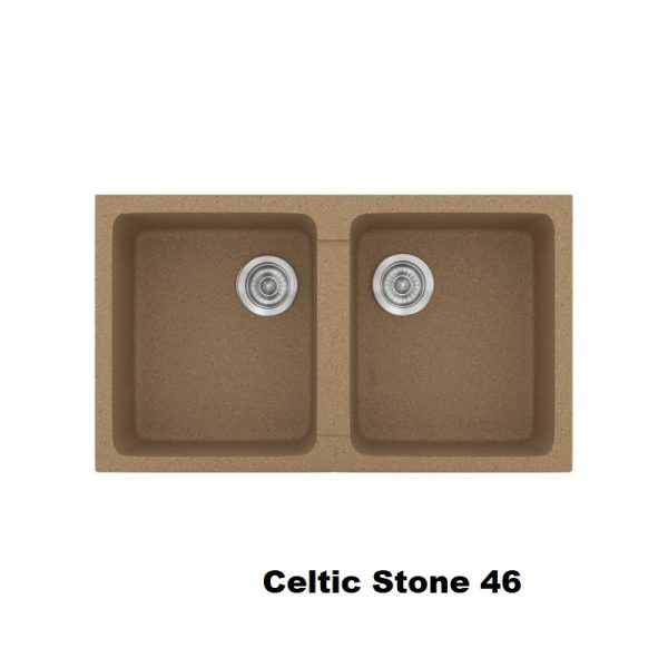 Celtic Stone Brown Modern 2 Bowl Composite Kitchen Sink 86x50 Classic 334 Sanitec