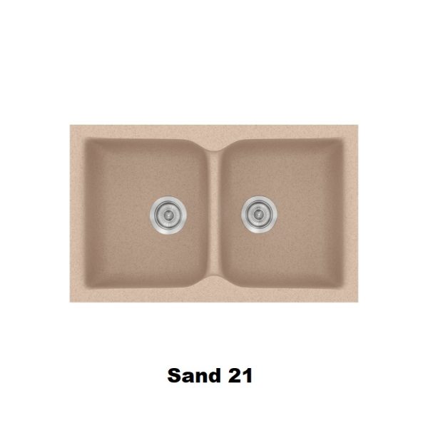 Συνθετικος νεροχυτης κουζινας διπλος με 2 γουρνες μοντερνος μπεζ αμμου 81χ50 Sand 21 Classic 322 Sanitec