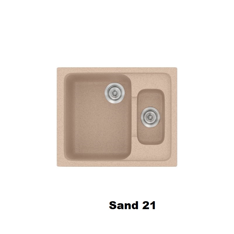 Συνθετικος μικρος νεροχυτης κουζινας με 1,5 γουρνες μοντερνος μπεζ αμμου 62χ51 Sand 21 Classic 330 Sanitec