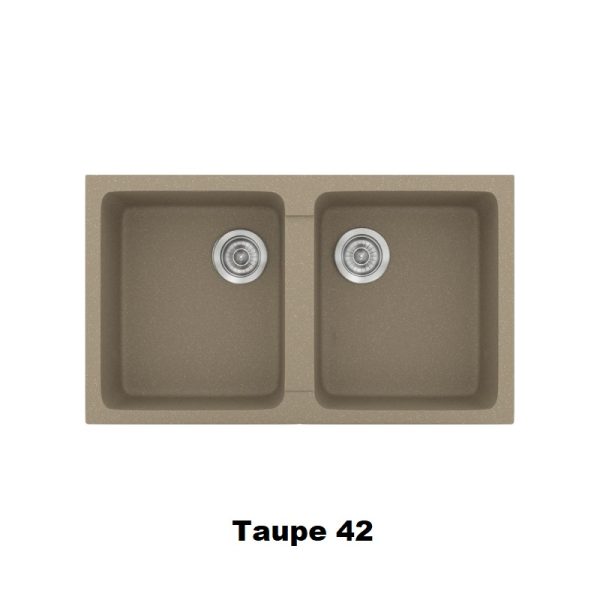 Taupe Modern 2 Bowl Composite Kitchen Sink 86x50 Classic 334 Sanitec