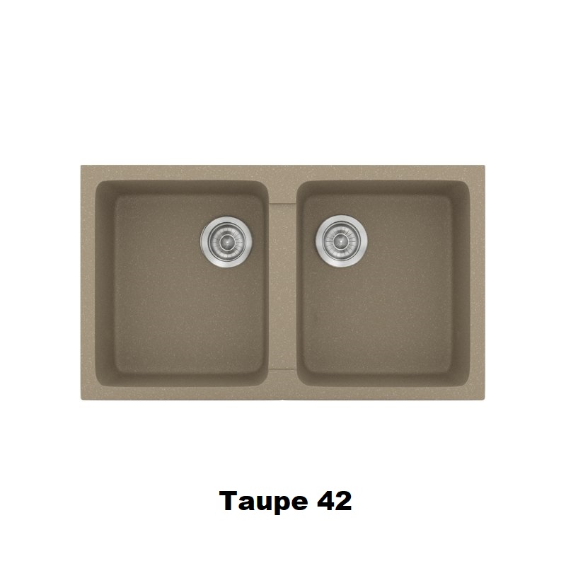 Taupe Modern 2 Bowl Composite Kitchen Sink 86×50 Classic 334 Sanitec