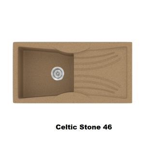 Celtic Stone Brown Modern 1 Bowl Composite Kitchen Sink with Drainer 99x51 Classic 328 Sanitec