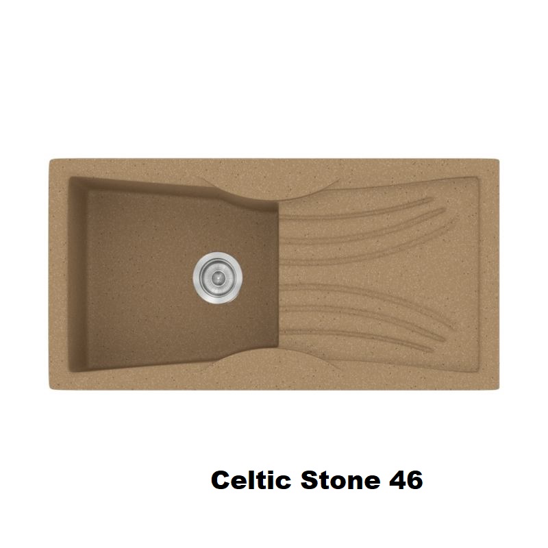 Celtic Stone Brown Modern 1 Bowl Composite Kitchen Sink with Drainer 99×51 Classic 328 Sanitec