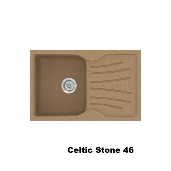 Celtic Stone Brown Modern 1 Bowl Composite Kitchen Sink with Drainer 78x50 Classic 327 Sanitec