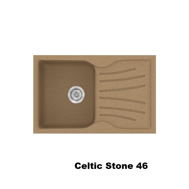 Celtic Stone Brown Modern 1 Bowl Composite Kitchen Sink with Drainer 78×50 Classic 327 Sanitec