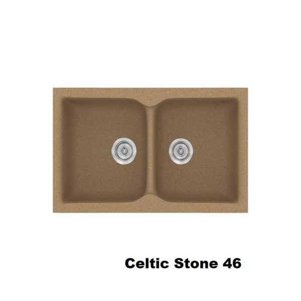 Συνθετικος νεροχυτης κουζινας μοντερνος με 2 γουρνες καφε 78χ50 Celtic Stone 46 Classic 340 Sanitec