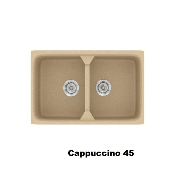 Συνθετικος μοντερνος νεροχυτης κουζινας με δυο γουρνες καπουτσινο 78χ51 Cappuccino 45 Classic 318 Sanitec