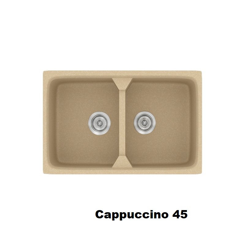 Συνθετικος νεροχυτης κουζινας με δυο γουρνες καπουτσινο 78χ51 Cappuccino 45 Classic 318 Sanitec