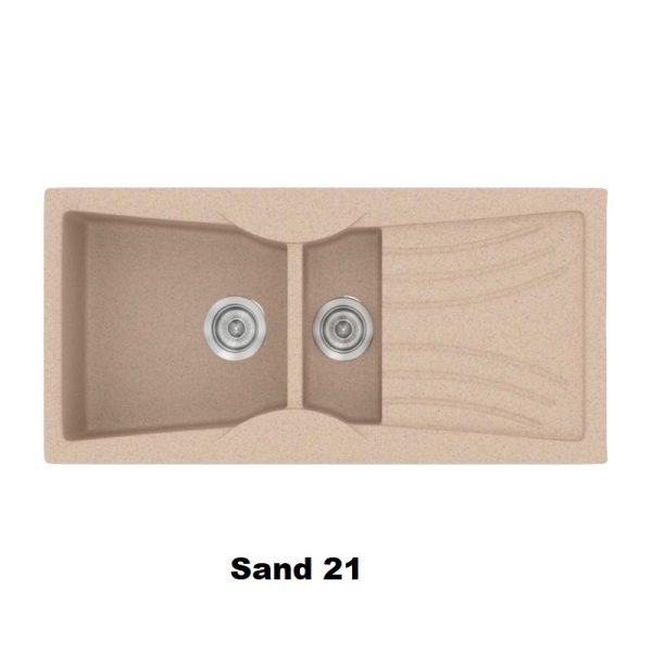 Sand Modern 1,5 Bowl Composite Kitchen Sink with Drainer 104x51 Classic 329 Sanitec