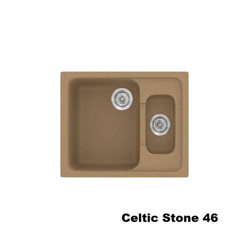Συνθετικος νεροχυτης κουζινας μικρος με 1,5 γουρνες καφε 62χ51 Celtic Stone 46 Classic 330 Sanitec