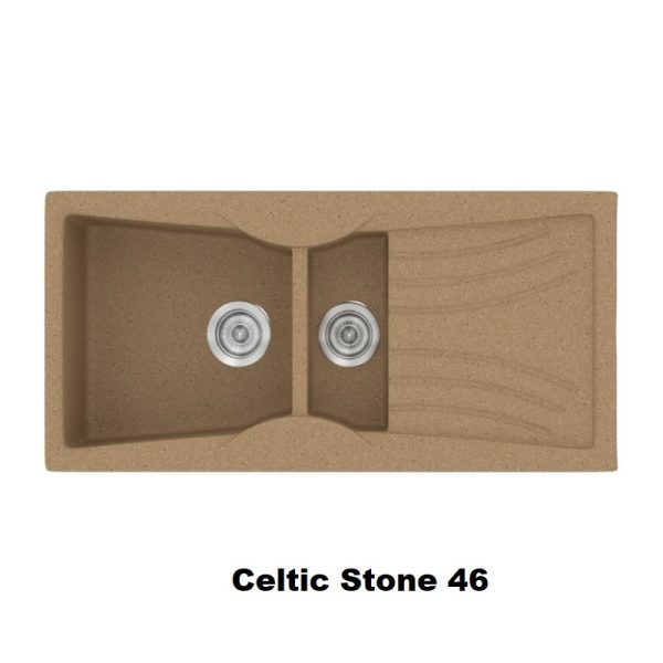 Συνθετικος μοντερνος νεροχυτης κουζινας με 1,5 γουρνες και ποδια καφε 104χ51 Celtic Stone 46 Classic 329 Sanitec