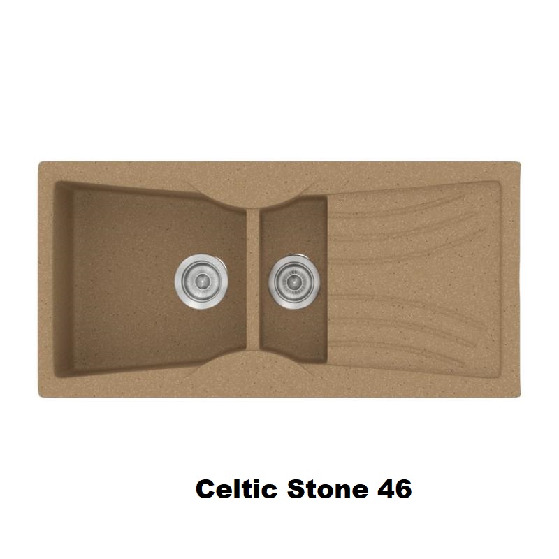 Συνθετικος νεροχυτης κουζινας μοντερνος με 1,5 γουρνες και ποδια καφε 104χ51 Celtic Stone 46 Classic 329 Sanitec