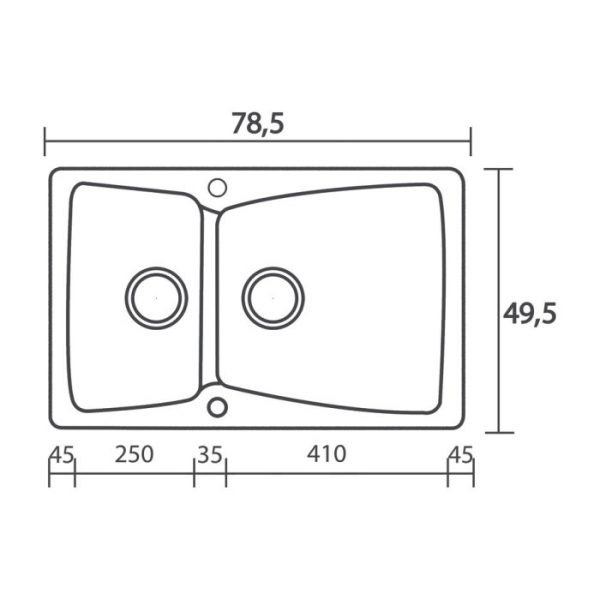 Diagram from 1.5 Bowl Composite Kitchen Sink 79x50 Classic 320 Sanitec