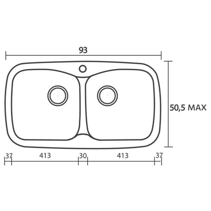 Diagram for double bowl composite kitchen sink 93×51 Classic 319 Sanitec
