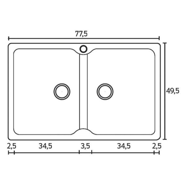 Diagram for Modern 2 Bowl Composite Kitchen Sink 78x50 Classic 340 Sanitec
