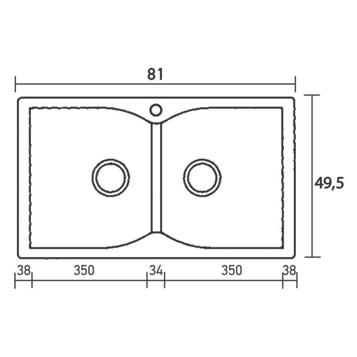 Diagram for Modern 2 Bowl Composite Kitchen Sink 81×50 Classic 322 Sanitec