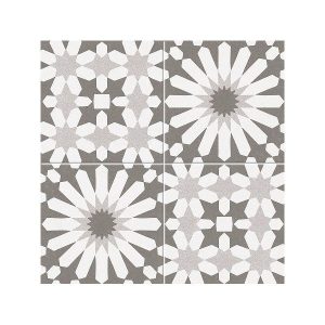 Vintage Black & White Matt Patchwork Patterned Ceramic Tile 45x45 Bliss Luken