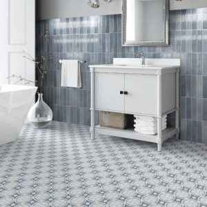 Vintage Blue Matt Patterned Floor Ceramic Tile 45x45 Arinka Luken