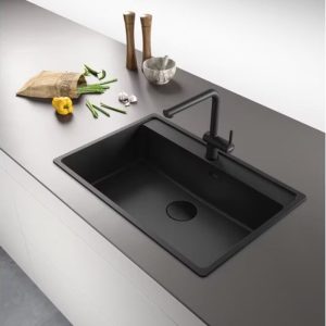 Black Matt Granite Kitchen Sink 1 Bowl 76x51 Franke Maris MRG 610-72 TL