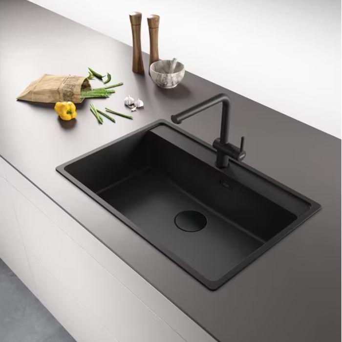 Black Matt Granite Kitchen Sink 1 Bowl 76×51 Franke Maris MRG 610-72 TL
