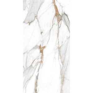 Modern White Glossy Marble Effect Gres Porcelain Tile 60x120 KIAN GOLD