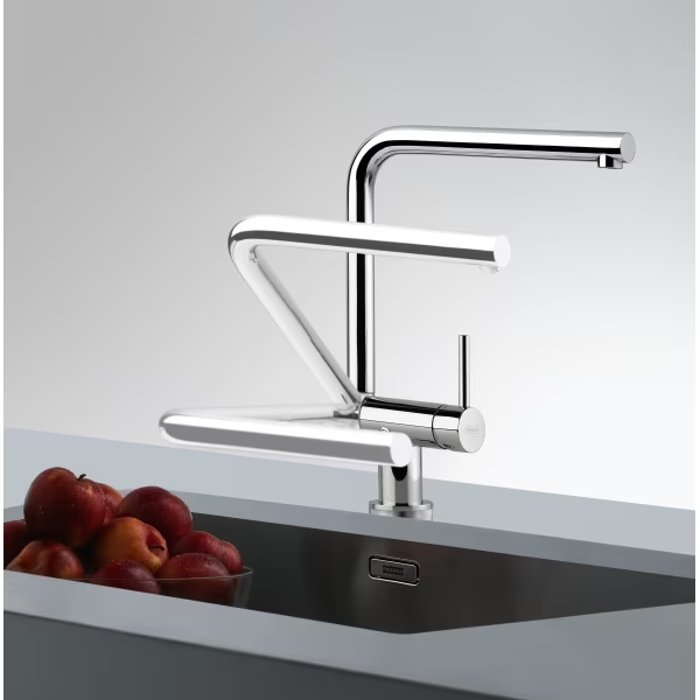 Modern Kitchen Mixer Tap with Fold Down Spout Neptune Style Window Franke