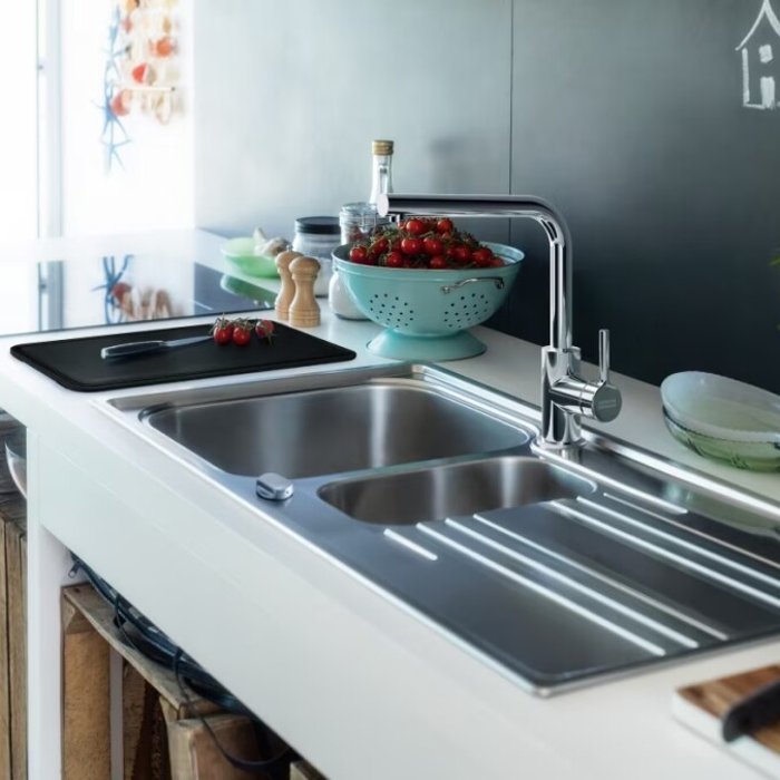 Modern Chrome High Kitchen Sink Mixer Tap Lina L Standard Franke