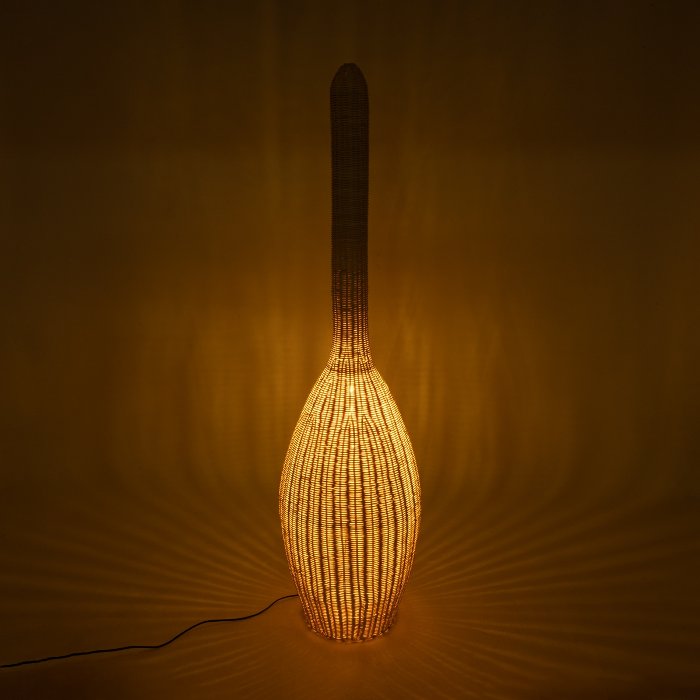 Rustic 1-Light Beige Bamboo Decorative Floor Lamp Ø40 H150 01845 Paradis