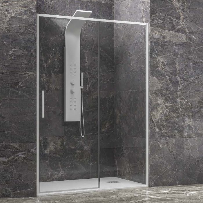 Karag LEA 400 Luxury White Sliding Shower Door 6mm Clear Safety Glass Nano