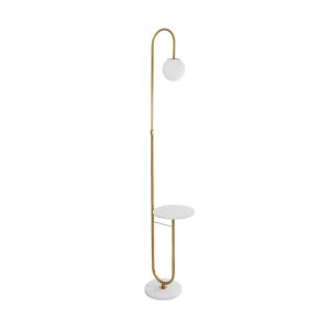 Modern 1-Light Gold Metal Table Floor Lamp with White Glass Shade 180H 02025 Cordelia