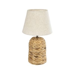 Boho 1-Light Natural Raffia Table Lamp with Beige Fabric Shade Ø23 H40 01960 Holokai
