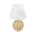 Boho 1-Light Bamboo Table Lamp with White Fabric Shade Ø19 H30 01957 Hasumi