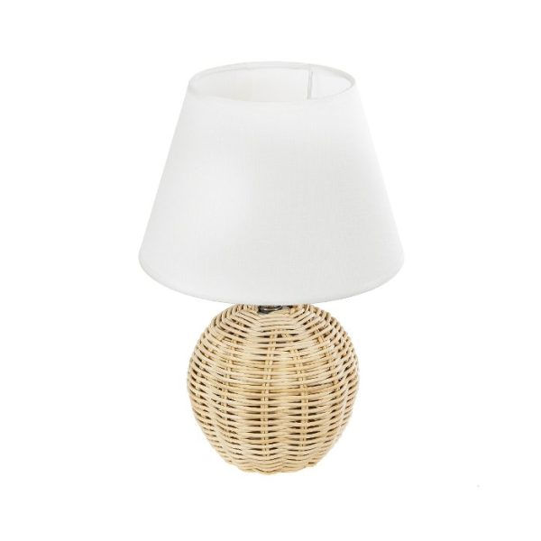 Boho 1-Light Bamboo Table Lamp with White Fabric Shade Ø19 H30 01957 Hasumi