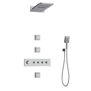 Modern Chrome Concealed Thermostatic Shower Mixer Set 4 Outlets Piovere Orabella