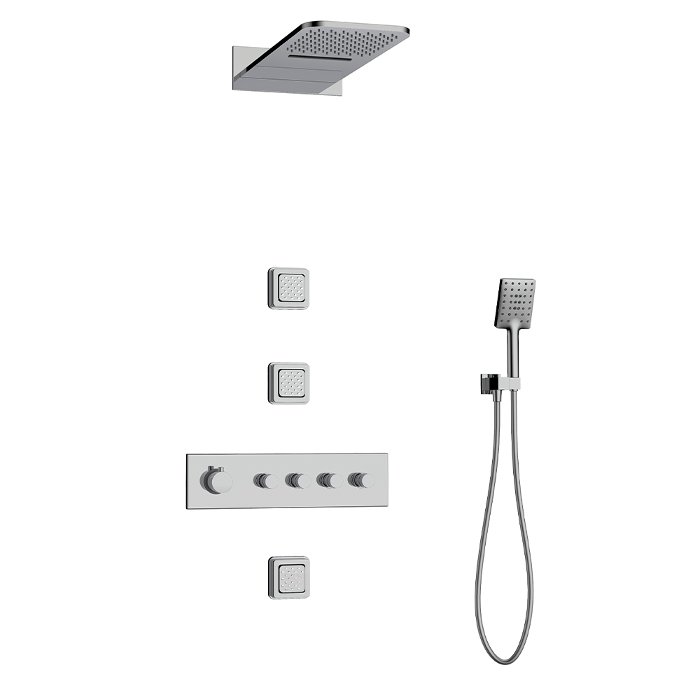 Piovere Orabella Modern Chrome Concealed Thermostatic Shower Mixer Set 4 Outlets