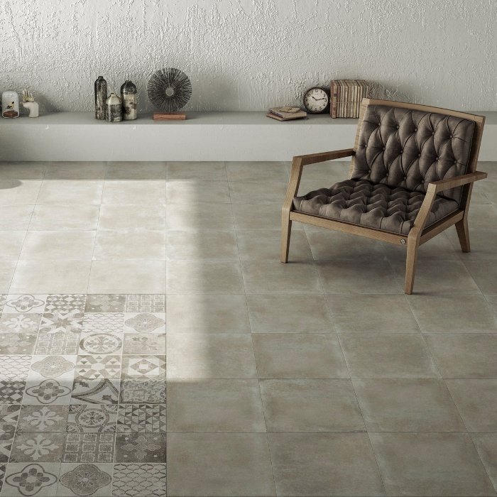 Grey Matt Concrete Effect Floor Porcelain Tile 60,5×60,5 Moliere Gris Halcon
