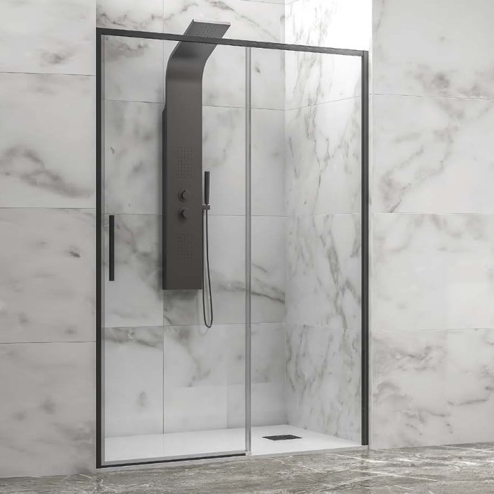 Karag LEA 400 Luxury Black Sliding Shower Door 6mm Clear Safety Glass Nano