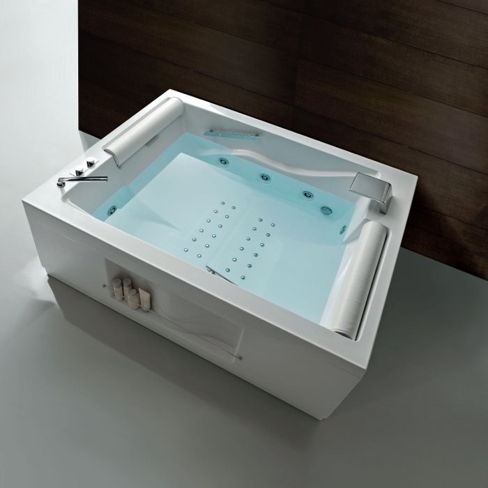 La Palma Modern Rectangular Whirlpool 2-Person Bath Tub Double Ended 190×150 Flobali