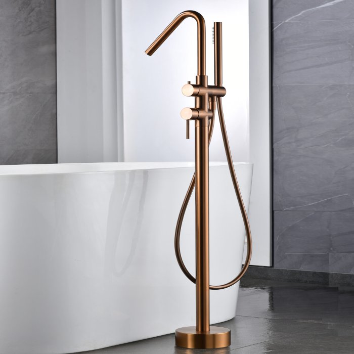 Modern Pink Gold Floor Mounted Free-standing Bath Shower Mixer Imex Corcega BBEC01/ORC