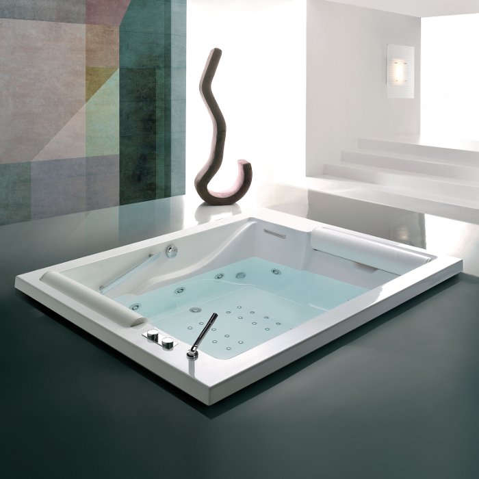 La Palma Modern Rectangular Whirlpool 2-Person Bath Tub Double Ended 190×150 Flobali