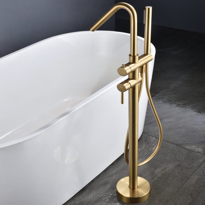 Modern Gold Floor Mounted Free-standing Bath Shower Mixer Imex Corcega BBEC01/OC