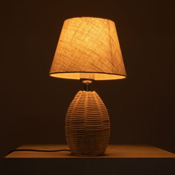 Bohemian 1-Light Bamboo Table Lamp with Beige Fabric Shade Ø23 H40 01956 Hasumi