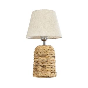 Bohemian Living Room 1-Light Natural Raffia Table Lamp with Beige Fabric Shade Ø23 H40 01960 Holokai